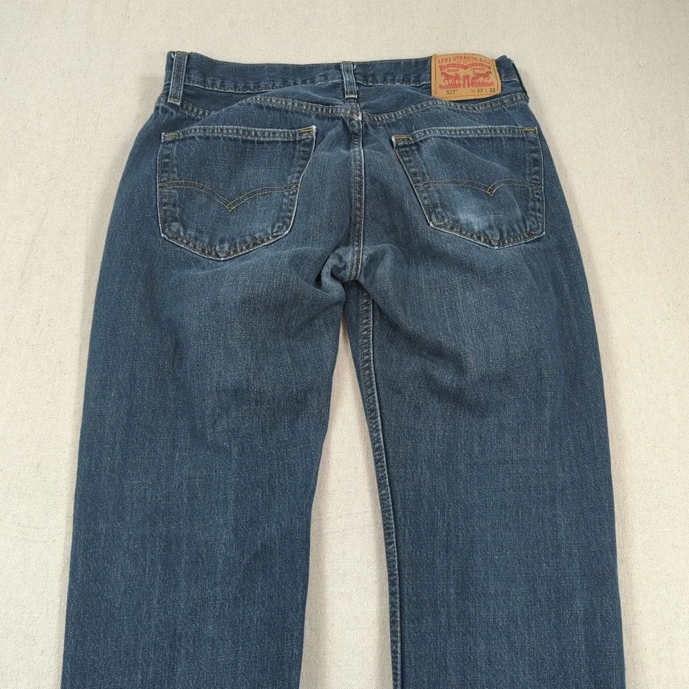 Levis Jeans Mens 33x32 Blue 527 Boot Cut Western Cowboy Faded